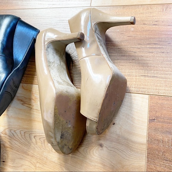 Lot Franco Sarto patent nude & black leather heels - Picture 7 of 10